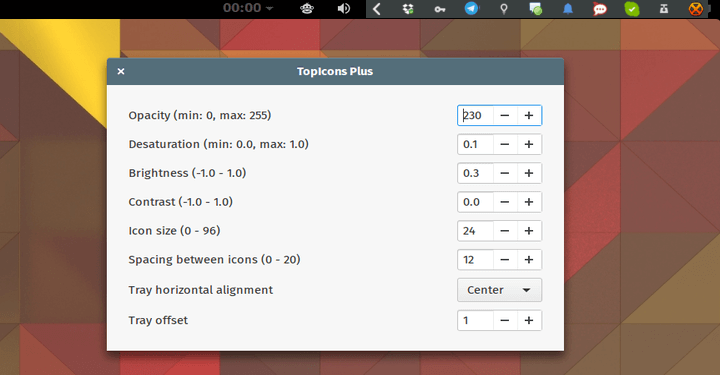 Gnome TopIcons Plus Panel