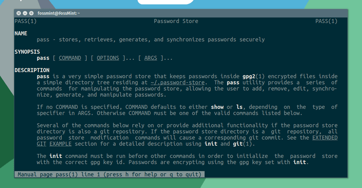 Pass - Linux Commandline Password Manager