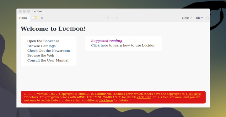 Lucidor Ebook Reader for Linux